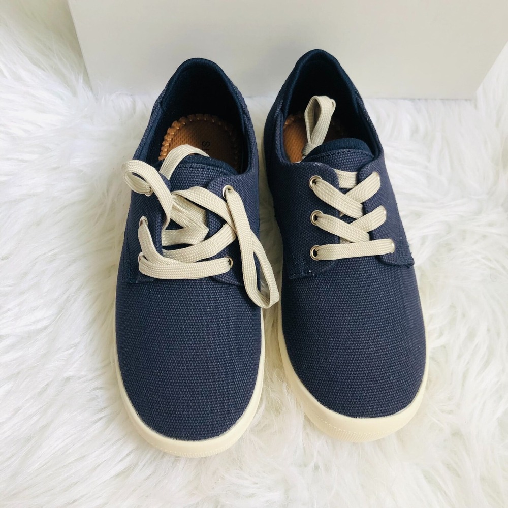 Sun & Stone Boy Kids‎ Loafers 1 M Navy Blue Kiva Lace Up Casual Shoes NWB
